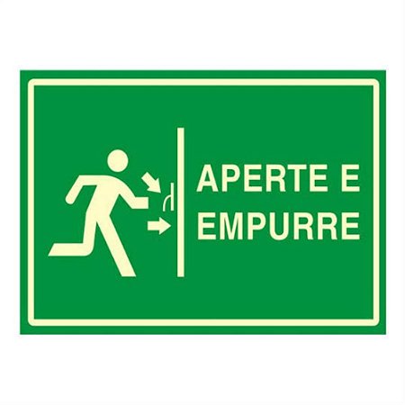 Placa Sinalizacao “APERTE\EMPURRE“ Fluorescente PVC 20x30