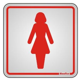 Placa Sinalização “SANITARIO FEMININO" Alumínio 15X15cm 120AD