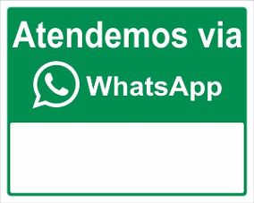 Placa Sinalização “ATENDIMENTO VIA WHATSAPP" Alumínio 16X23cm 150AQ