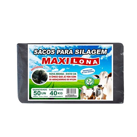 Saco p/ Silagem MAXILONA Preto 51X110 Cap. 40kg 50 SACOS