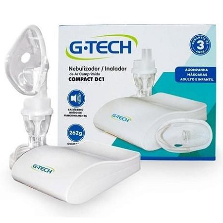 Nebulizador/ Inalador de ar comprimido G-tech mod compact DCIInalador e nebulizador g-tech compact dc1 adulto e infantil O Nebulizador G-TECH Compact DC1 possui design super compacto e leve, facilitando o uso cotidiano e em situações de viagem.  Seu baixí