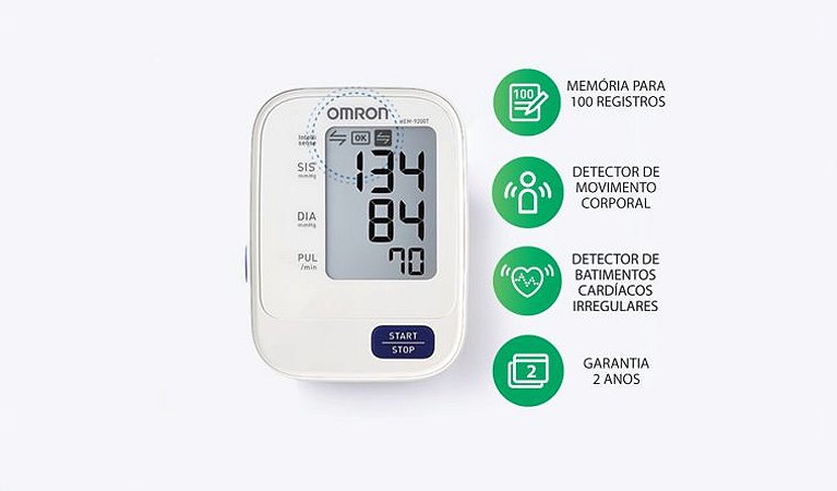 MRPA Omron - Monitor de Pressão Arterial de Braço com Bluetooth HEM-9200T - Conectividade com a plataforma Online da TeleMRPA