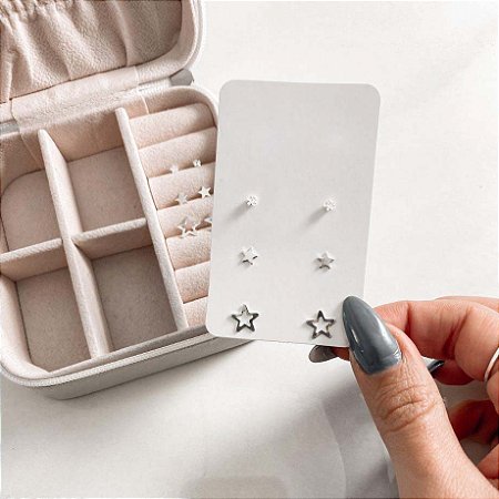 Brinco trio estrelas com zircônia