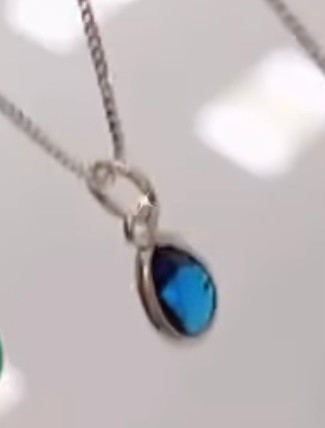 Colar gota ponto de luz azul safira 40cm