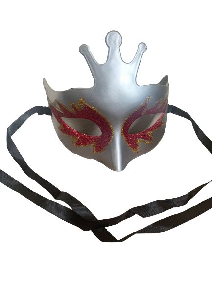 Mascara prata C/ vermelho Carnaval Un.