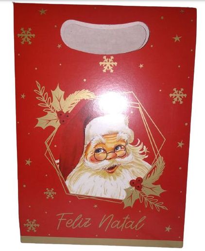 Sacola Boca Palhaço Papel Cartão Feliz Natal ´M´22x9x32Cm Un.