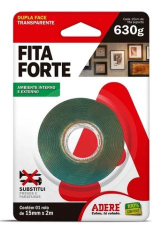 Fita Dupla Face Fixa Forte 15x2Mts. Adere C/ 630 Gr.