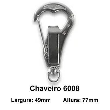 Chaveiro mosquetão abridor modelo 6008 niquelado