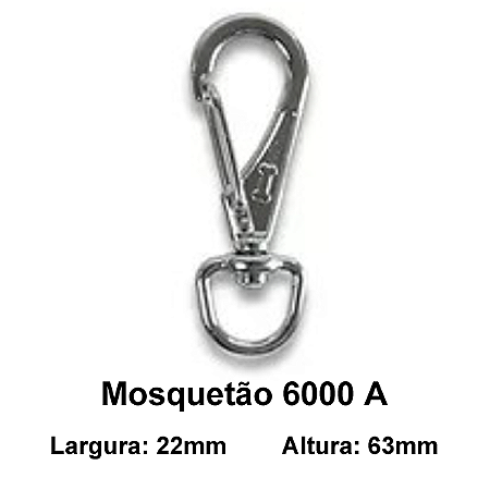 Mosquetão para Coleira pequena com argola modelo 6000-A Niquelado