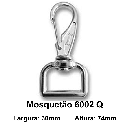 Mosquetão para Coleira média com quadro modelo 6002-Q Niquelado