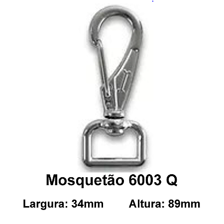 Mosquetão para Coleira grande com quadro modelo 6003-Q Niquelado