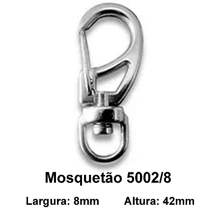 Mosquetão anzol pequeno com quadro de 8mm modelo 5002-08 Niquelado