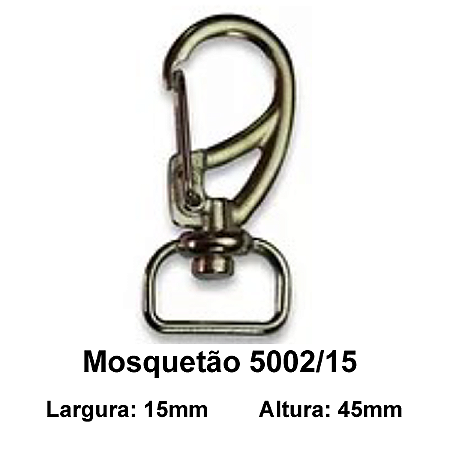 Mosquetão anzol pequeno com quadro de 15mm modelo 5002-15 Niquelado
