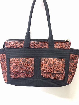 Bolsa em Tecido preto com vermelho