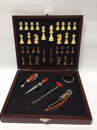 Kit Jogo de xadrez + vinho