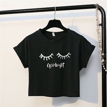 Camiseta Cropped "GoodNight" - Três Cores