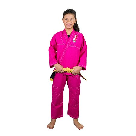 kimono infantil rosa reforçado Brazil combat - Kimono Shop