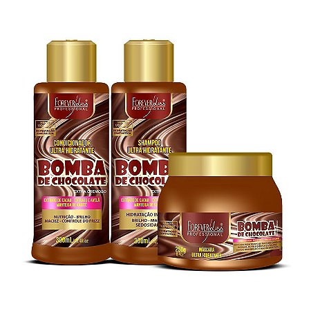 Kit Bomba de Chocolate com Shampoo Condicionador e Máscara 250g Forever Liss