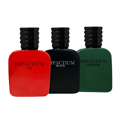 Kit com 3 perfume ferômonio Impactium Vip Men/ Black/ Intense 50ml cada