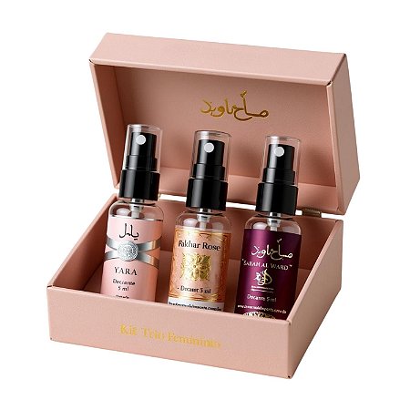 Kit Decants Árabes femininos - Yara + Fakhar Rose + Sabah 5ml Original