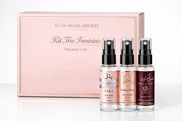 Kit Decants Árabes femininos - Yara + Fakhar Rose + Sabah 5ml Original