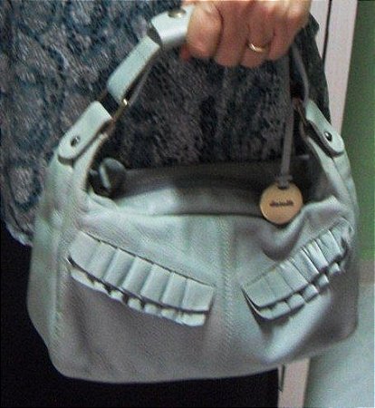 Bolsa de mão Dateli em couro, cor verde água