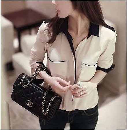 Camisa Feminina Gola Chiffon