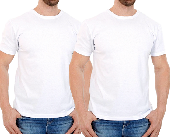 KIT 2 Camiseta BRANCA T-SHIRT Casual 100% Algodão Penteado