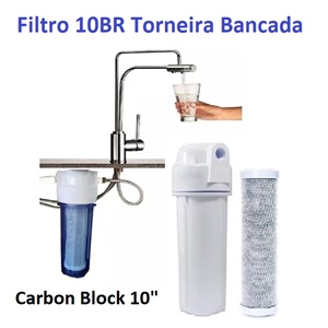Filtro Torneira Bancada 10BR + Refil Carbon Block 10"