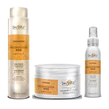 Kit Reconstrutor Shampoo+mascara+fluido S.o.s De Sírius