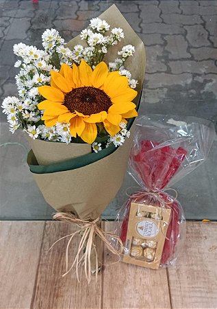 Presente Girassol & Ferrero Rocher