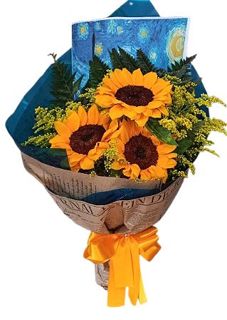 Mini buquê de girassol kraft