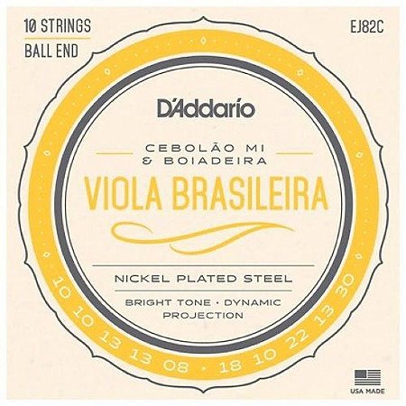 Encordoamento Viola Brasileira D'Addario EJ82C Cebolão Mi E Boiadeira