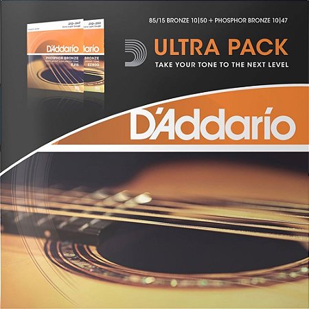 Ultra Pack Encordoamento D'addario Violão Aço 010 EZ900 + EJ15
