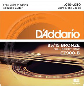 Encordoamento Violão D'Addario EZ900 Extra Leve 10-50