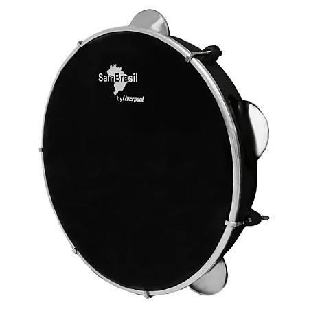 PANDEIRO LIVERPOOL 10" SAMBRASIL STANDARD PRETO PELE PRETA
