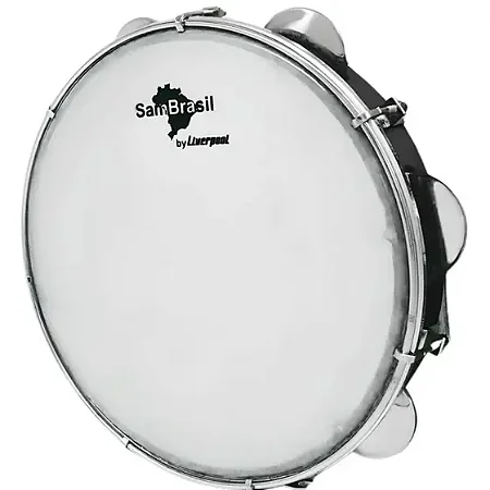 PANDEIRO LIVERPOOL 10" SAMBRASIL STANDARD PRETO PELE BRANCA