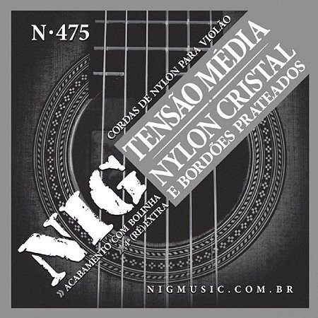 Encordoamento Violão NIG N-475 Nylon Cristal Tensão Média