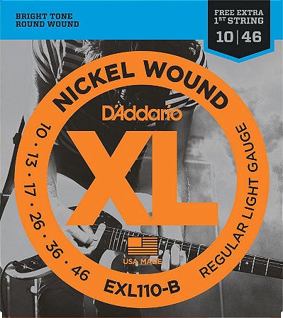 Encordoamento Guitarra D'Addario EXL110-B Regular Light 10-46