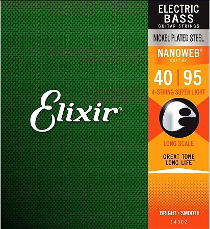 Encordoamento Baixo Elixir Nanoweb Super Light 4 Cordas 40-95