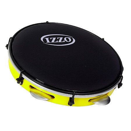 Pandeiro Izzo ABS 10" Amarelo Neon Pele Preta