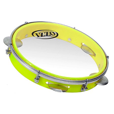 Pandeiro Izzo ABS 10" Amarelo Neon Pele Transparente