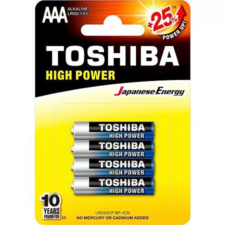 Pilha Palito Toshiba AAA 1.5V Alcalina Com 4 Unidades