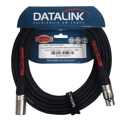 Cabo Datalink Garage Microfone Balanceado 0,30mm²  XLR(m)-XLR(f) 10m