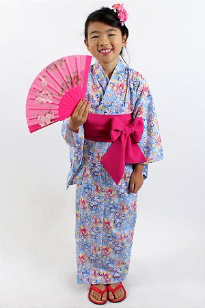 Kimono Infantil Azul Sakura - Yunitto Lab