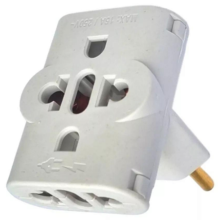 Adaptador de Tomada Benjamim T 10A/20A Pino Universal 127V/220V Compatível com Aparelhos Elétricos