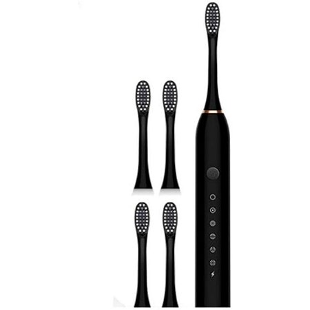Escova de Dentes Elétrica Ultrassônica Recarregável para Adultos 4 Cabeças