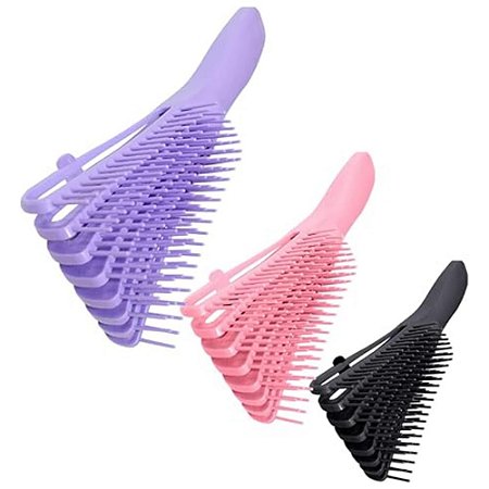 Escova Polvo Pente Para Cabelos Cacheados Desembaraçadora 8 Pontas Flexíveis Anti-quebra Cores Sortidas Premium eTizzaSh