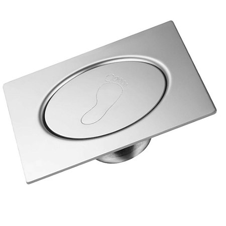 Ralo Inteligente Click Para Banheiro Quadrado Em Aco Inox 10x10 Veda Cheiro Com Caixilho