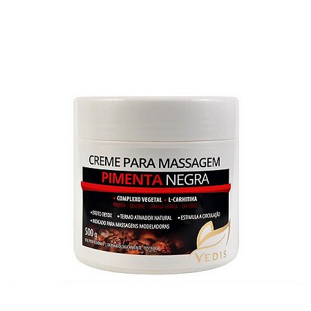 Creme de Massagem Pimenta Negra - 500g Vedis